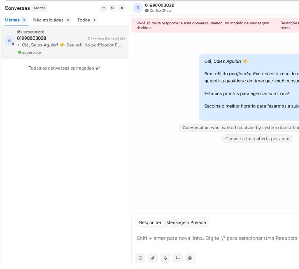 Tela de conversas do Cortex